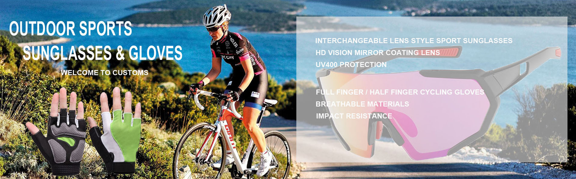 customized cycling sunglasses gloves helmets