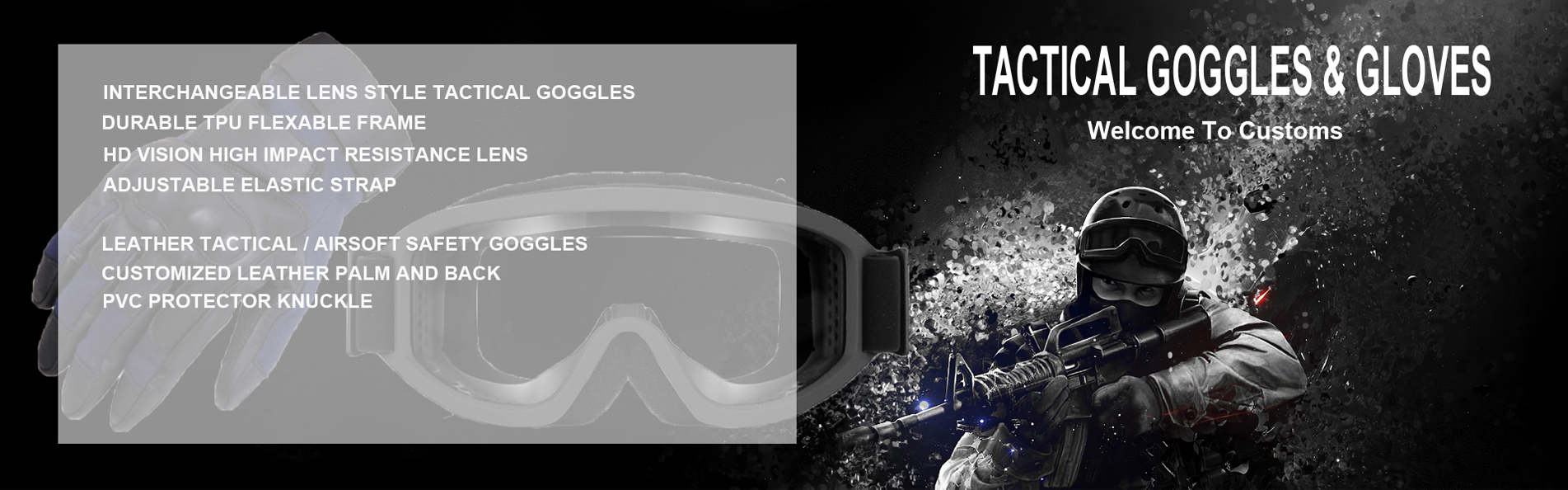 Tactical goggles gloves